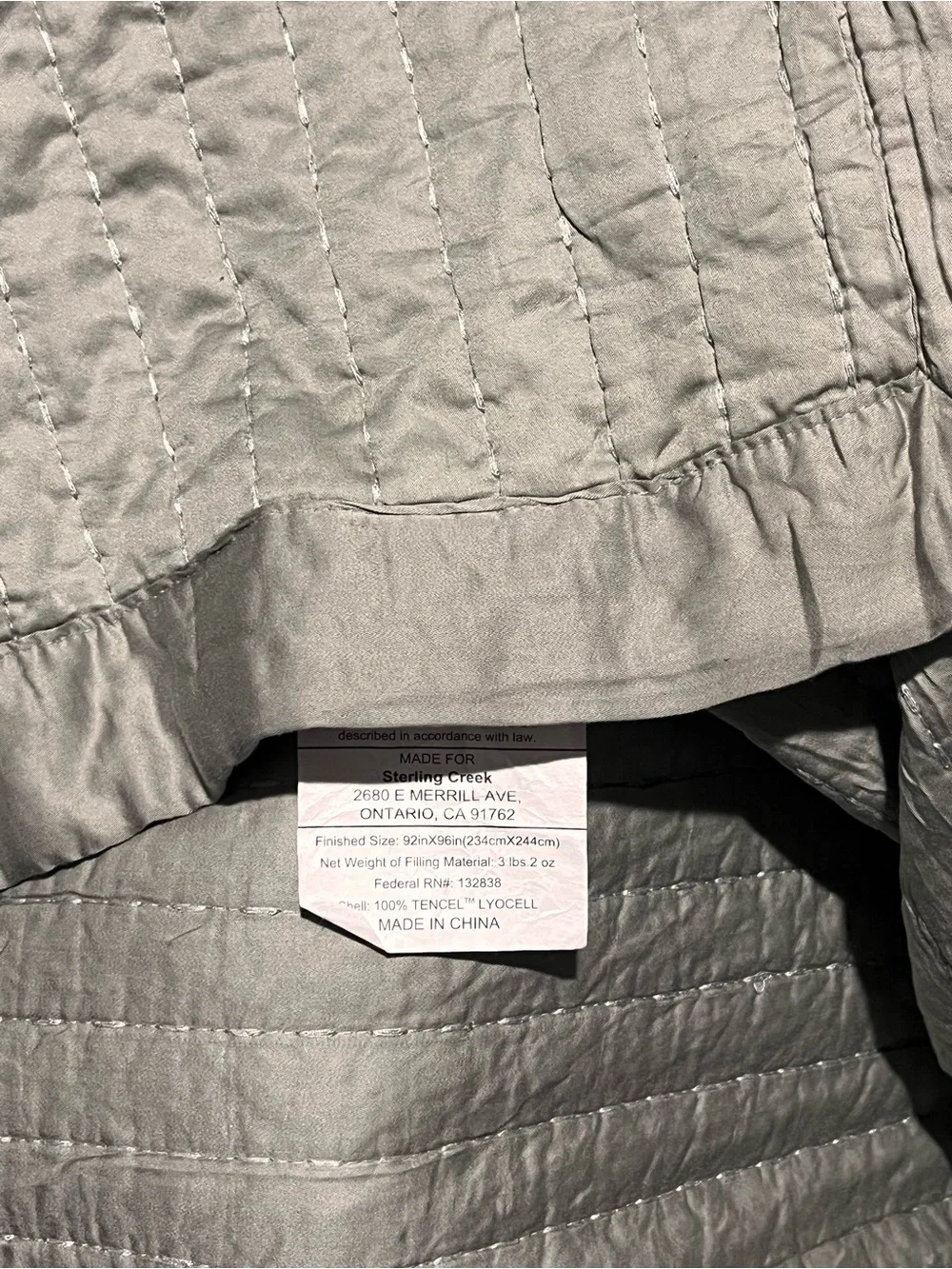 Grey Quilted 3 piece queen Bedspread Set